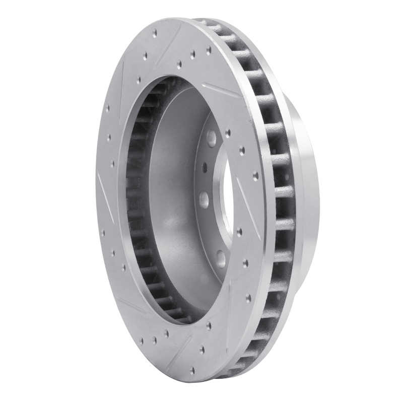 Cadillac DeVille Brake Rotor (1) - Front Right - R1 Concepts - Drilled & Slotted - Silver - `99-`20